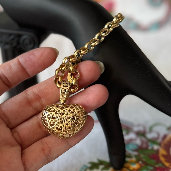 Bruna the label 18k GP rolo style bracelet with reticulated puffed heart - Picture 4 of 8